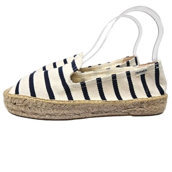 Soludos Platform Espadrille Smoking Slippers In Classic Stripe Women’s Size 8 - Picture 1 of 9
